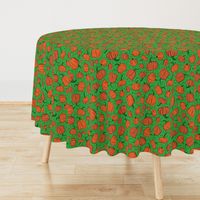 Orange + Green Pumpkin Patch with Textured Swirl Background // Fall Holiday Print Lovely for Halloween and Thanksgiving