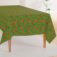 Orange + Green Pumpkin Patch with Textured Swirl Background // Fall Holiday Print Lovely for Halloween and Thanksgiving