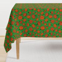 Orange + Green Pumpkin Patch with Textured Swirl Background // Fall Holiday Print Lovely for Halloween and Thanksgiving