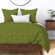 Orange + Green Pumpkin Patch with Textured Swirl Background // Fall Holiday Print Lovely for Halloween and Thanksgiving