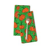 Orange + Green Pumpkin Patch with Textured Swirl Background // Fall Holiday Print Lovely for Halloween and Thanksgiving