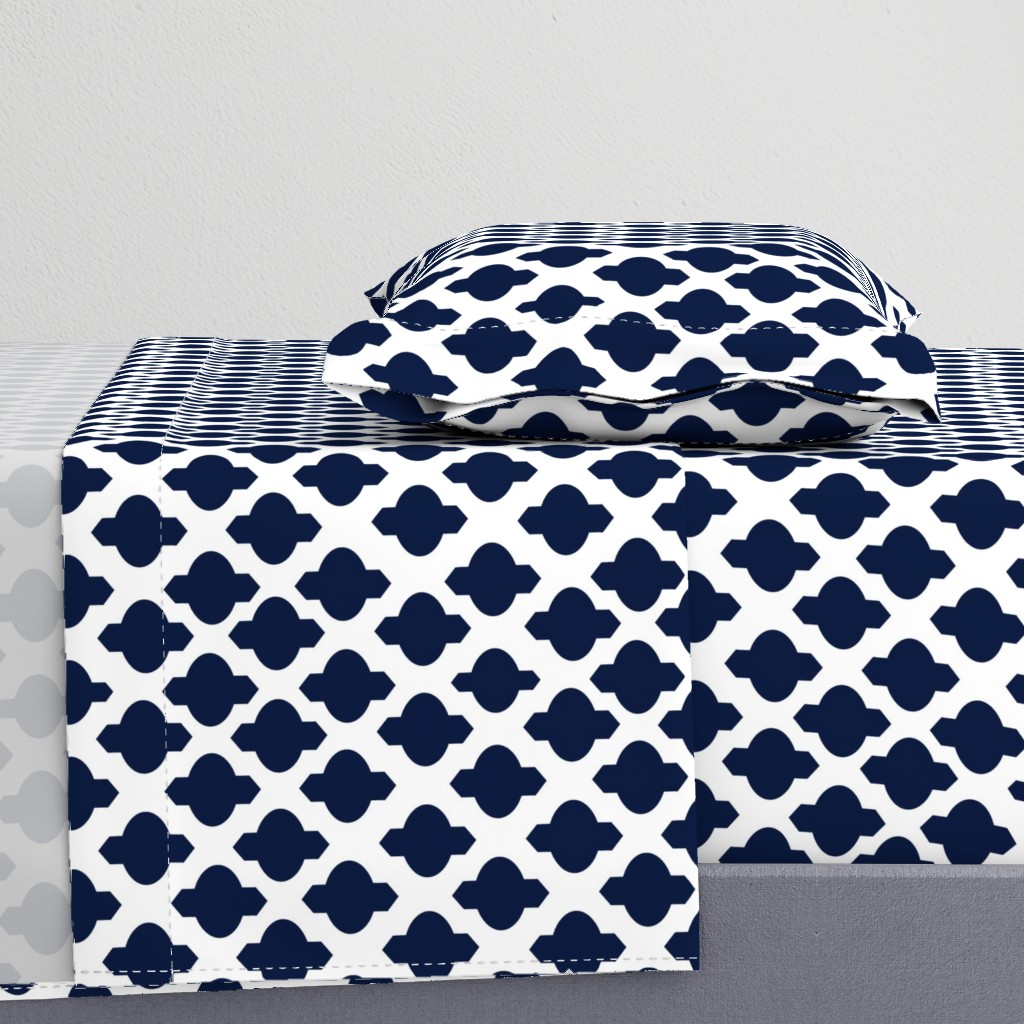 Moroccan Ogee Damask // Navy