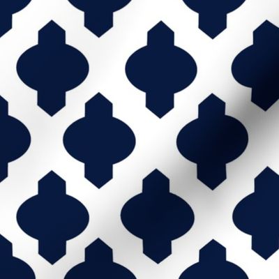 Moroccan Ogee Damask // Navy