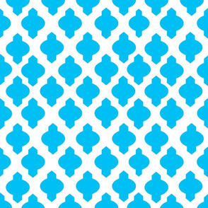 Moroccan Ogee Damask // Bright Sky Blue
