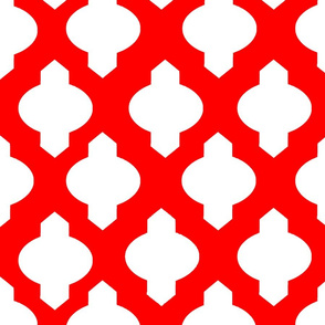 Moroccan Trellis // White on Red