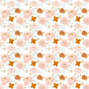 Sweet Peach Florals  and Dots - SMALL 