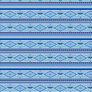 Native American Blanket Blue on White