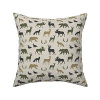 (small scale) woodland animals - C2 linen on tan