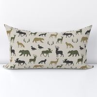 woodland animals - C2 linen on tan