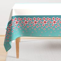 Pink Raining Blossoms on Teal Ombre
