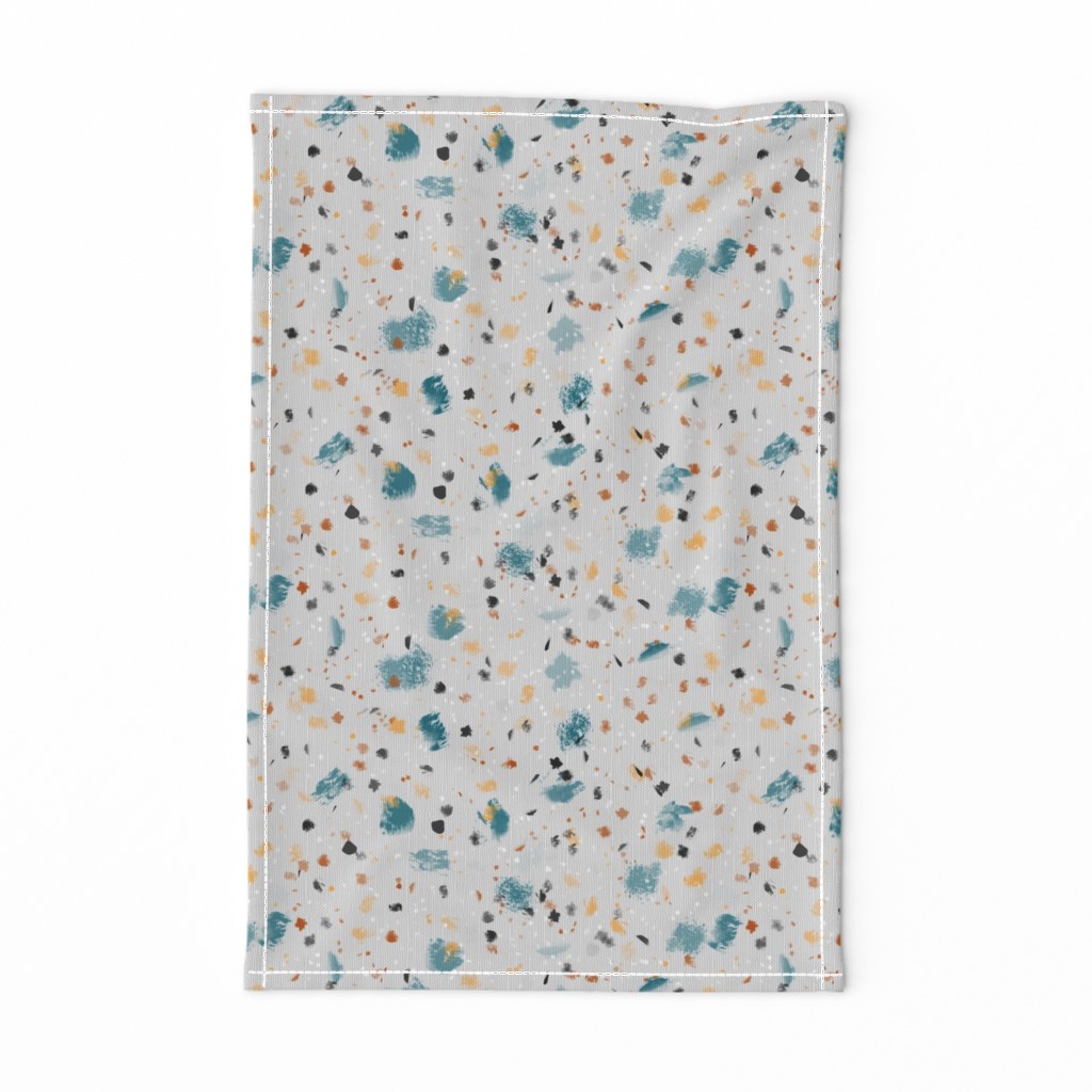 Painterly Terrazzo Gray and Teal
