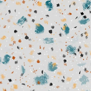 Painterly Terrazzo Gray and Teal