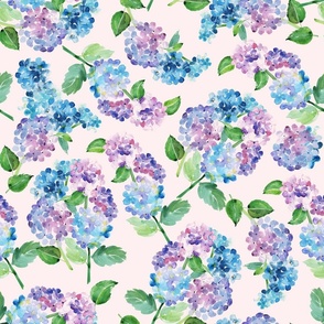 Watercolor hydrangea floral bouquet pattern repeat