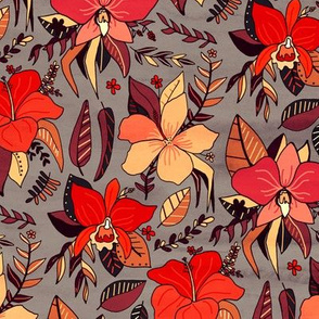 Red Tropical Floral (Small Version) 
