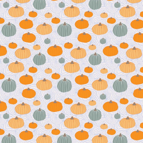 Pumpkins on blue background