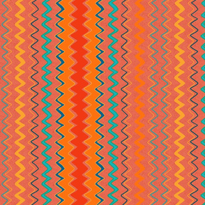 Zigzag Home Decor Spoonflower Wallpaper Fabric, | and Orange