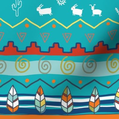 native america textile aqua