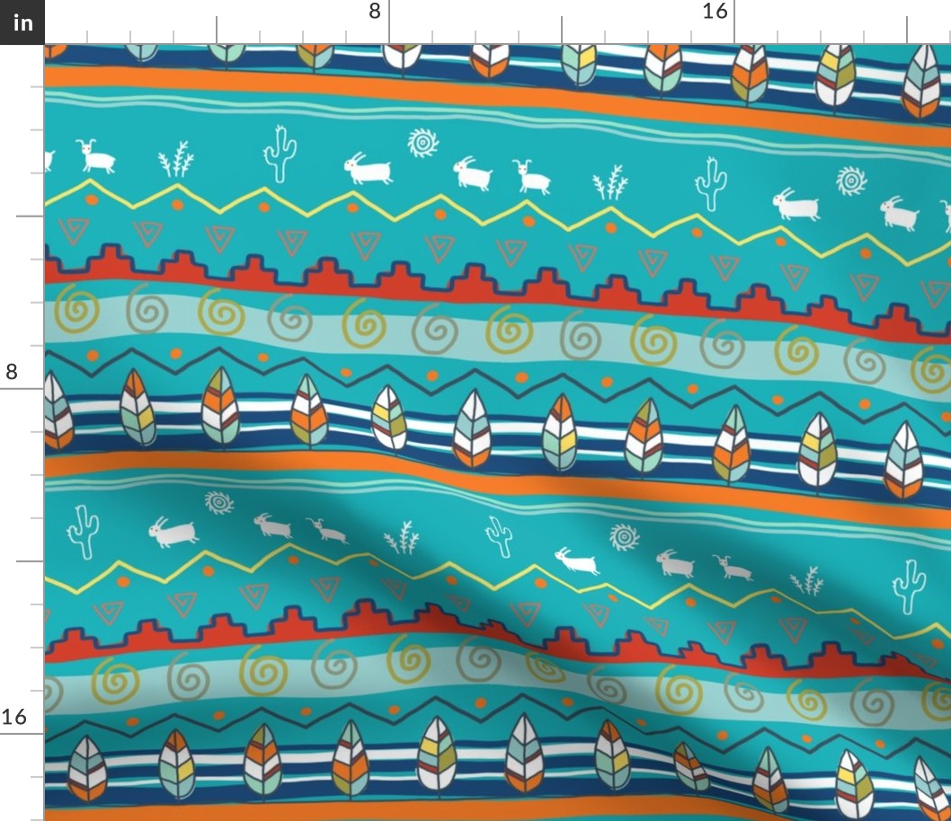 native america textile aqua