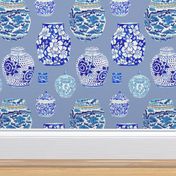 Chinoiserie Ginger Jar Collection in Delft Blue