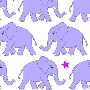 elephants walking  with pink star - large