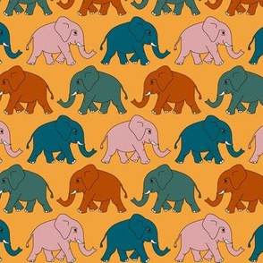 elephants walking - limited colours