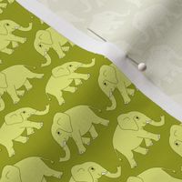 elephants walking - olive-green