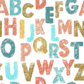 Large English Alphabets in crayon