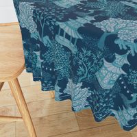 Pagoda Forest in Aqua on Teals