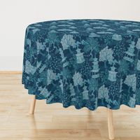 Pagoda Forest in Aqua on Teals