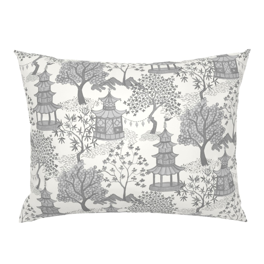 Pagoda Forest in charcoal on off white