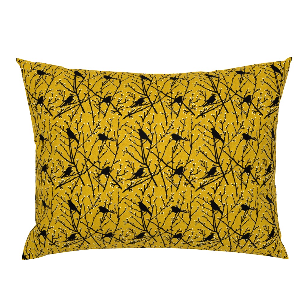 branchy birds - mustard/black