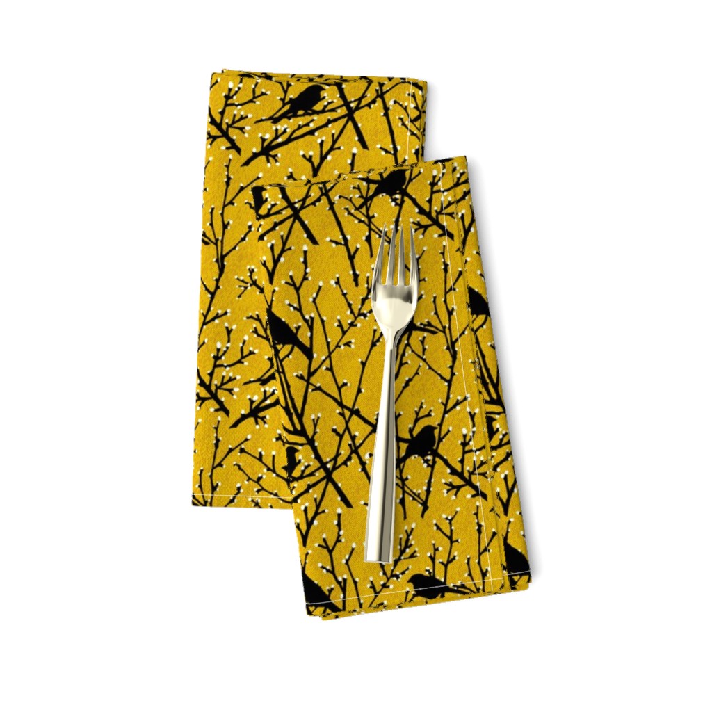 branchy birds - mustard/black