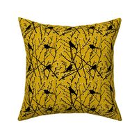 branchy birds - mustard/black