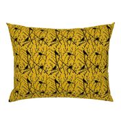 branchy birds - mustard/black