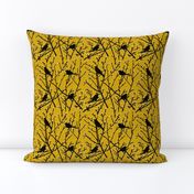 branchy birds - mustard/black