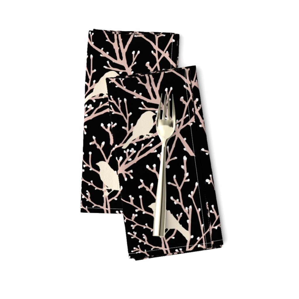 branchy birds -black/eggshell/blush