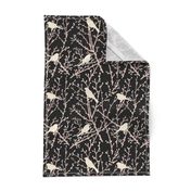 branchy birds -black/eggshell/blush