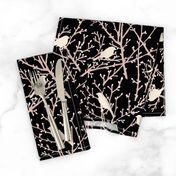 branchy birds -black/eggshell/blush