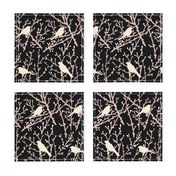 branchy birds -black/eggshell/blush