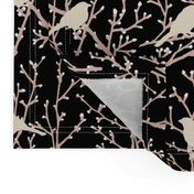 branchy birds -black/eggshell/blush