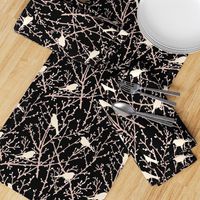 branchy birds -black/eggshell/blush