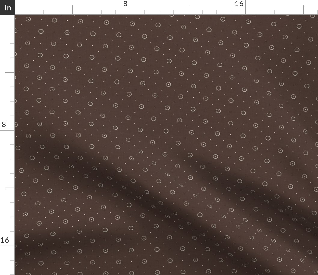 Brown Mini Print   -Quilt Print  / Circles - Polka-dots