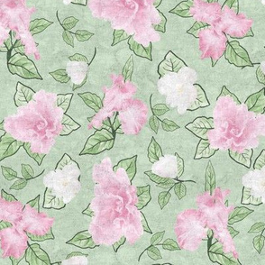 Flower Play- Medium Antique Pale Pink Green