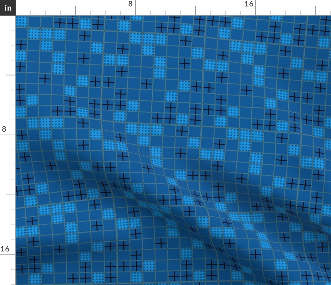 Blue and Black Patchwork Grid