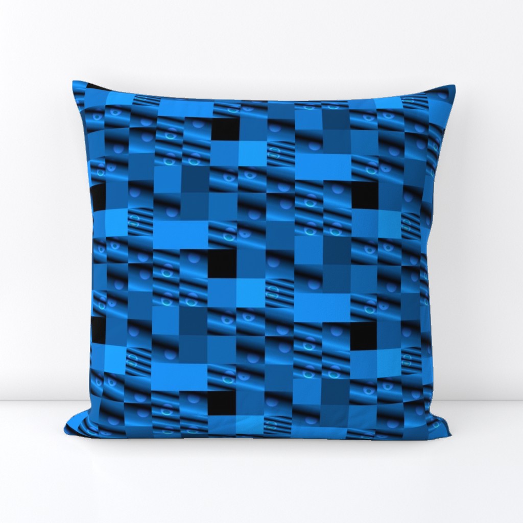 Blue and Black 3D Tiled Geometric