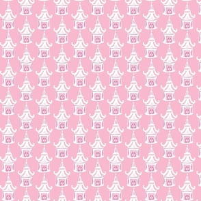 small pagoda , light pink, dark pink