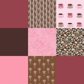 4" Wholecloth Patchwork | Raspberry Coffee