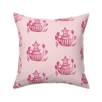 chinoiserie pagoda pink