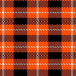 Plaid in Orange Black and White