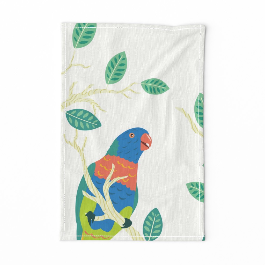 Parrot Birds in a Tree - Large Seamless Pattern